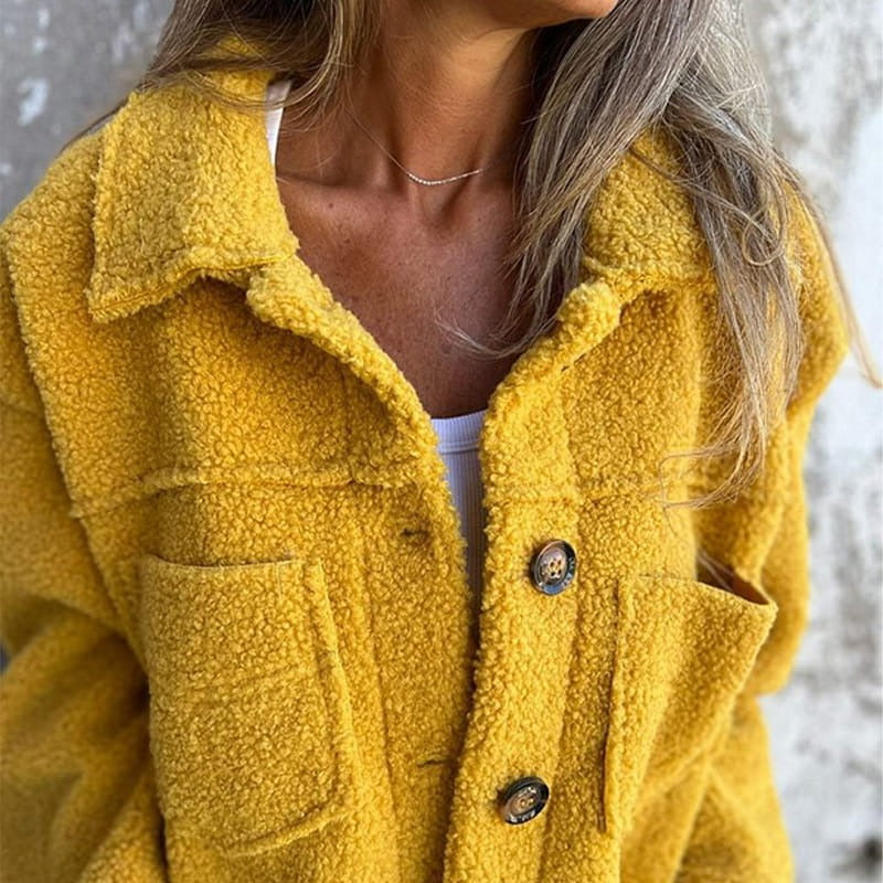 Soft Wool Women's Overcoat with Wide Lapel