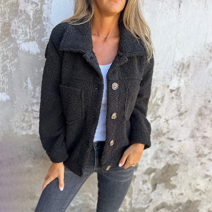 Soft Wool Women's Overcoat with Wide Lapel