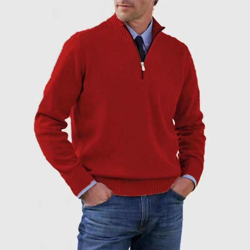 Men's Smart Zip Neck Casual Sweater