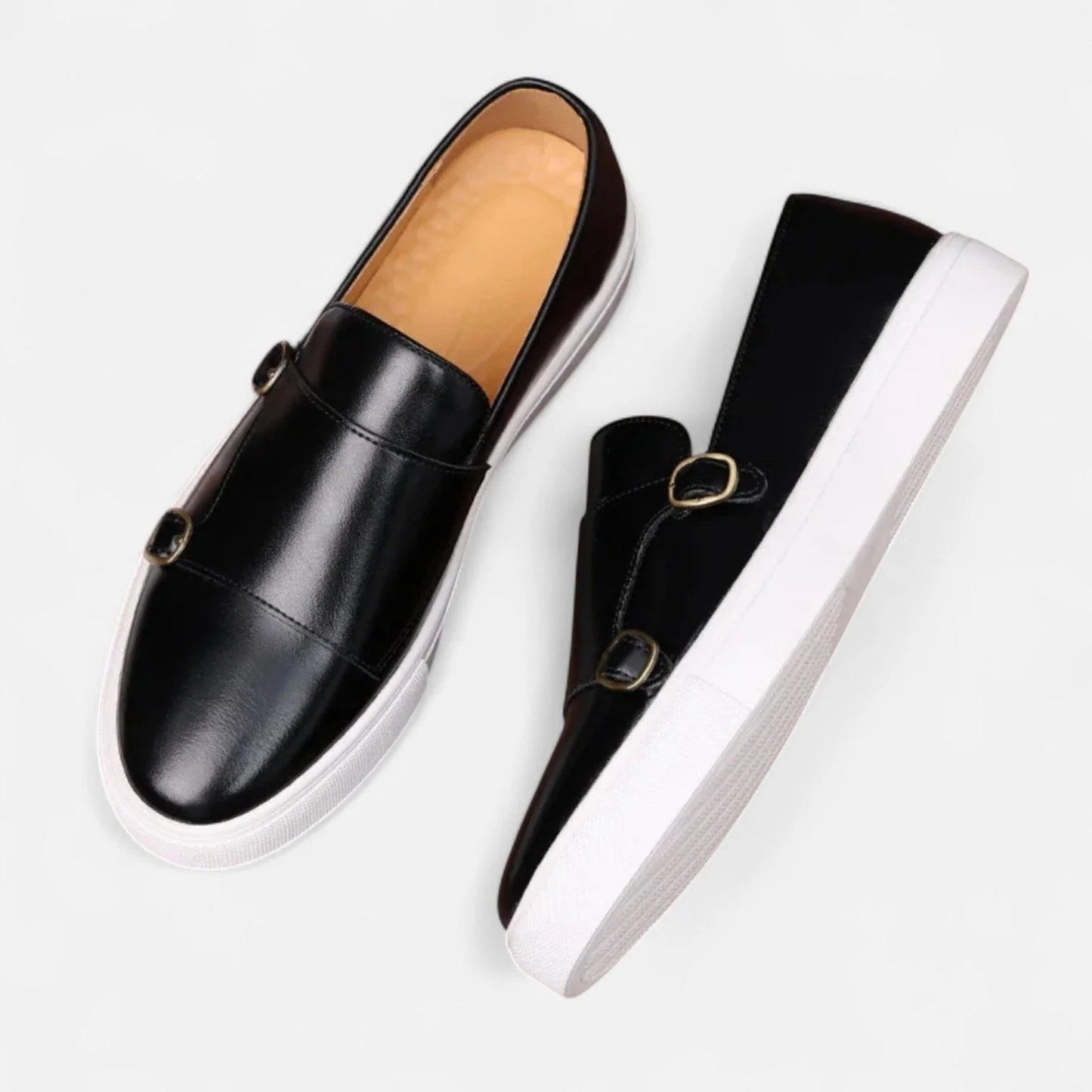 Classic Men's Leather Monk Strap Shoes