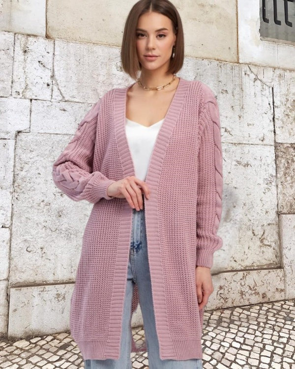 Women's Oversized Long Open Front Knit Coat - EasyApparels