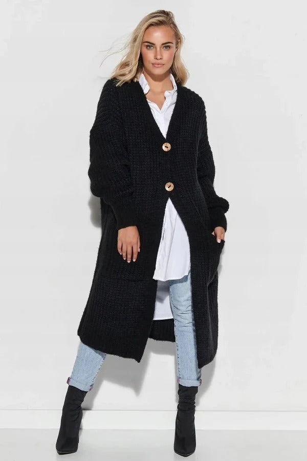 Women's Oversized Long Coat with Big Pockets - EasyApparels