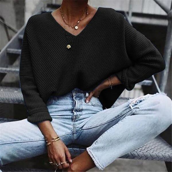 Cozy Women's Oversized V-Neck Sweater