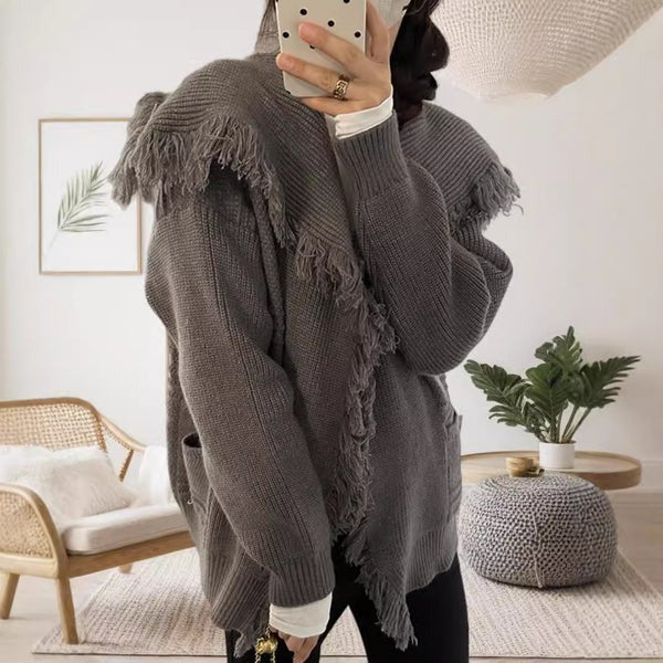 Cozy Open Front Long Sleeve Women's Knit Cardigan
