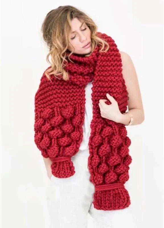 Cozy Large Cable Knit Wool Scarf