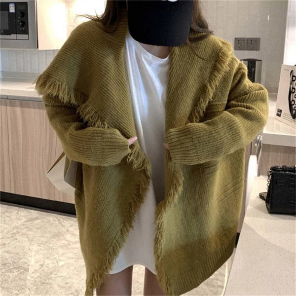 Cozy Open Front Long Sleeve Women's Knit Cardigan