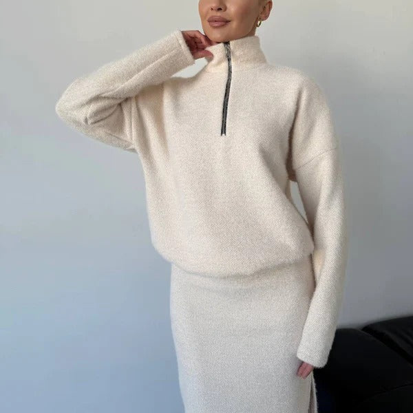 Cozy Wool Blend Women's Half Zip Sweater - EasyApparels