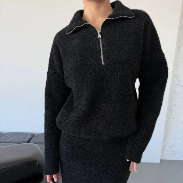 Cozy Wool Blend Women's Half Zip Sweater