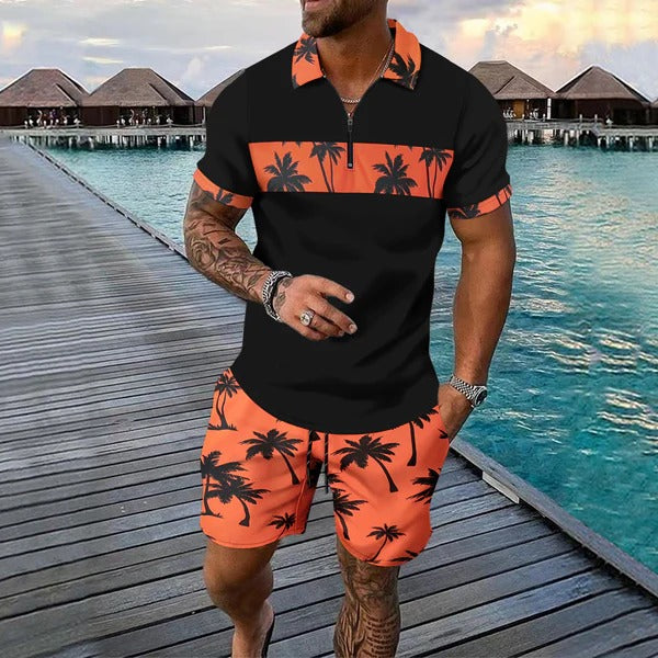 Men's Summer Polo Set - Classic Fit - Floral Print