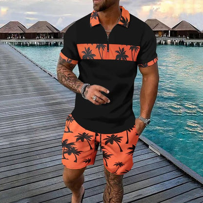 Men's Summer Polo Set - Classic Fit - Floral Print