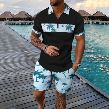 Men's Summer Polo Set - Classic Fit - Floral Print
