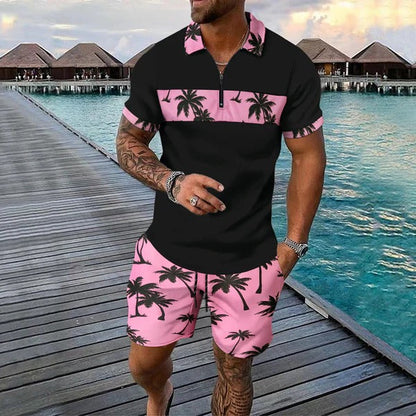Men's Summer Polo Set - Classic Fit - Floral Print
