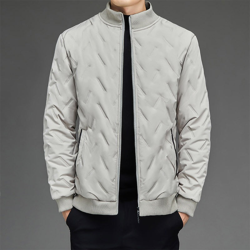 Warm Quilted Men's Jacket with Ribbed Cuffs