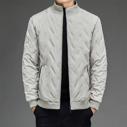 Warm Quilted Men's Jacket with Ribbed Cuffs