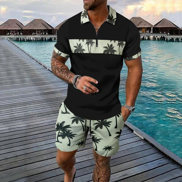 Men's Summer Polo Set - Classic Fit - Floral Print