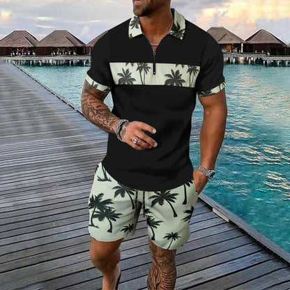 Men's Summer Polo Set - Classic Fit - Floral Print