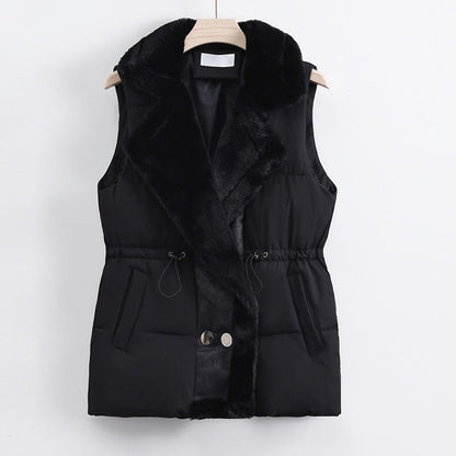 Warm Padded Vest with Faux Fur Trim