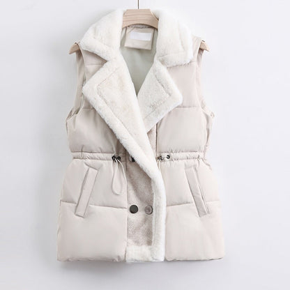 Warm Padded Vest with Faux Fur Trim