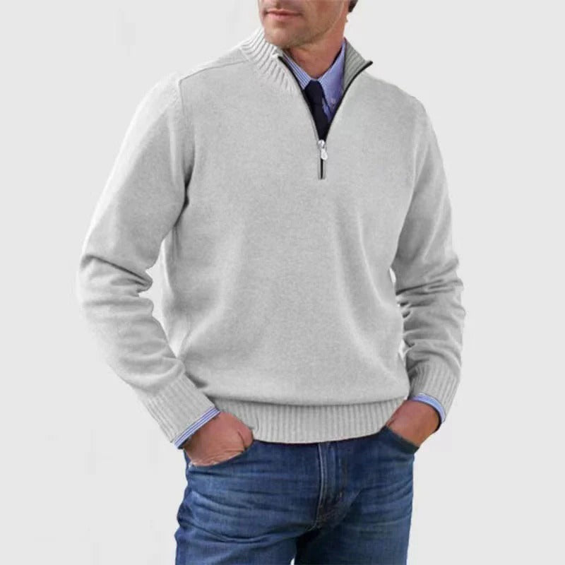 Men's Smart Zip Neck Casual Sweater