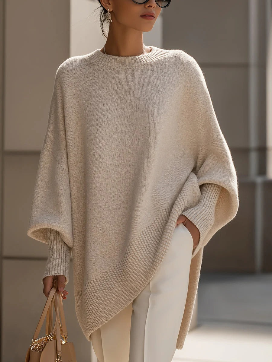 Cozy Large Knitted Batwing Poncho Wrap - Vossary