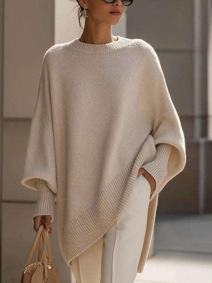 Cozy Large Knitted Batwing Poncho Wrap - Vossary