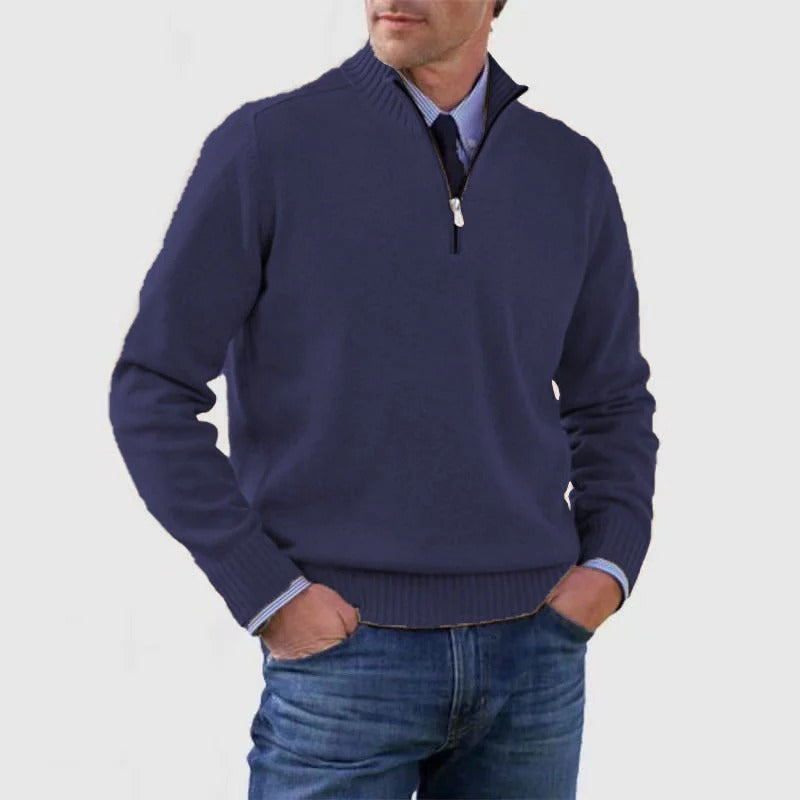 Men's Smart Zip Neck Casual Sweater