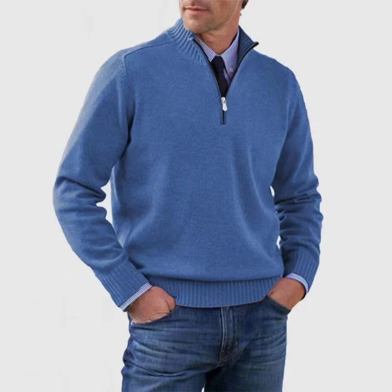 Men's Smart Zip Neck Casual Sweater