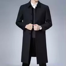 Tall Mens Wool Coat Slim Fit Button Front - EasyApparels