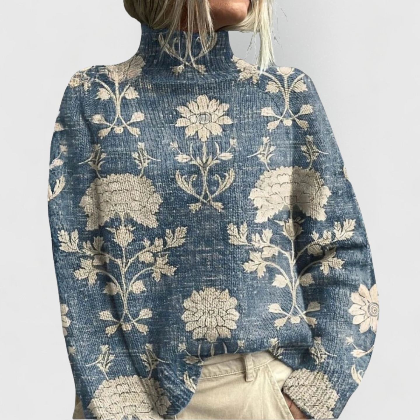 Green | Ladies' Long Sleeve Patterned Jumper - Vossary