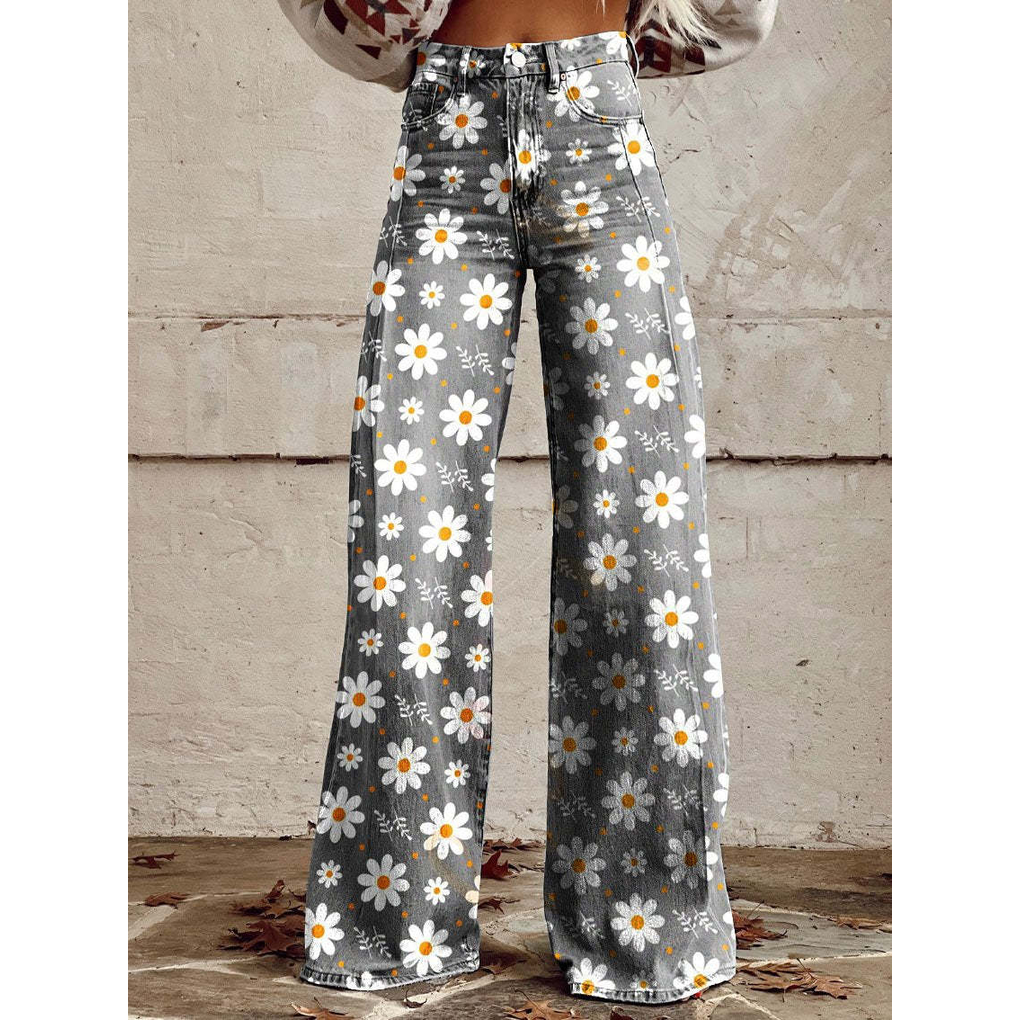 Ladies Comfortable Floral Print Trousers - Vossary