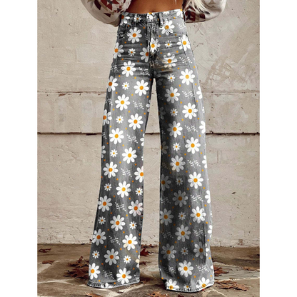 Ladies Comfortable Floral Print Trousers - Vossary