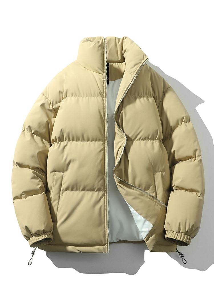 Warm Men's Down Puffer Coat - High Neck, Waterproof Polyester