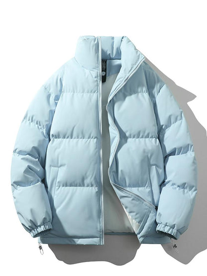 Warm Men's Down Puffer Coat - High Neck, Waterproof Polyester