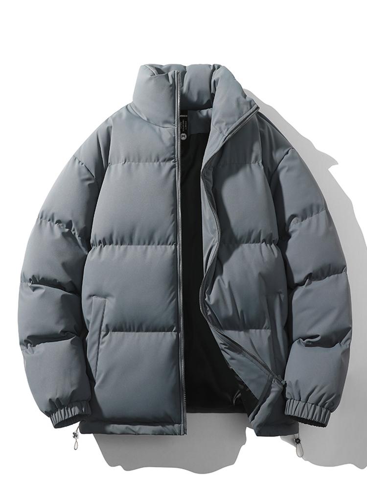 Warm Men's Down Puffer Coat - High Neck, Waterproof Polyester