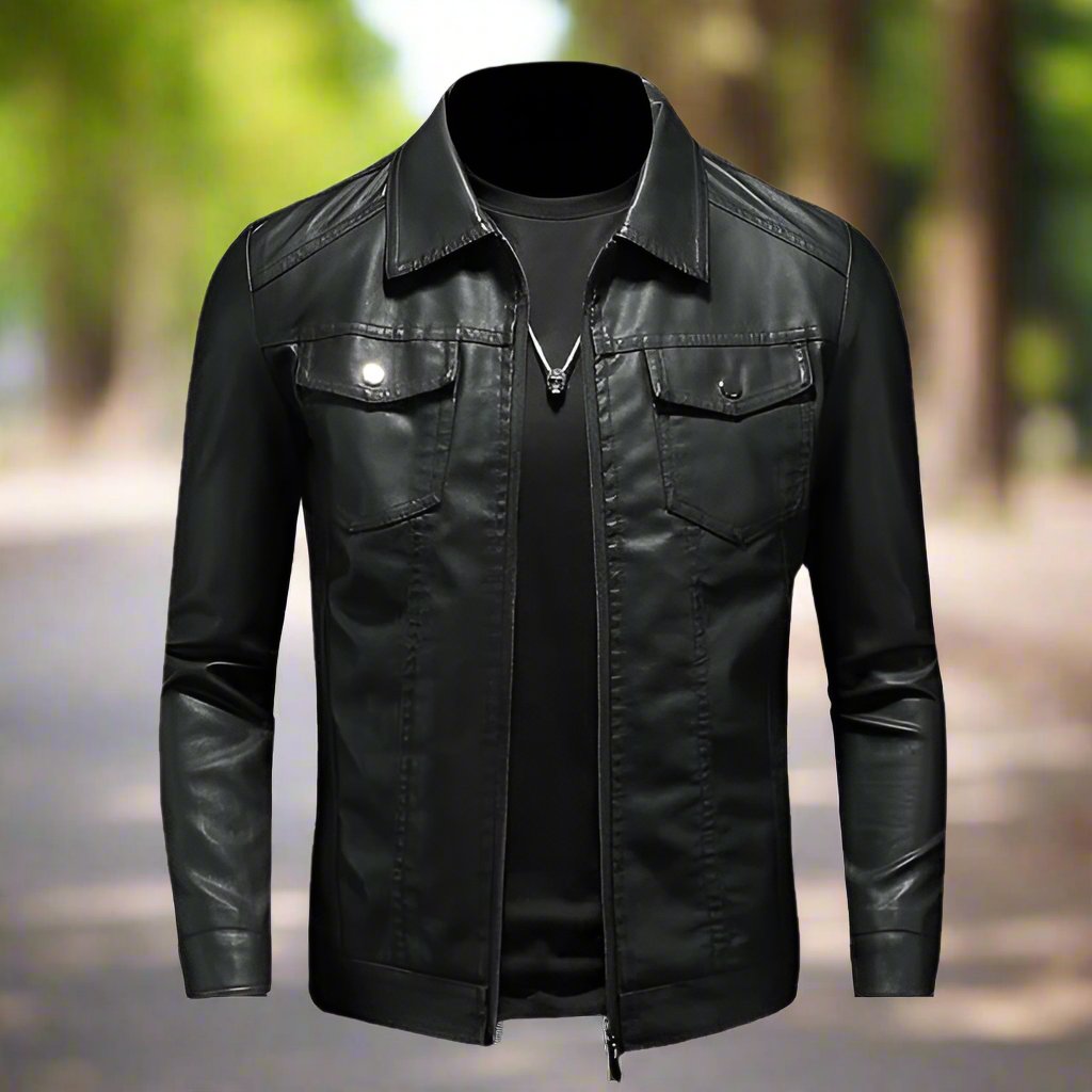 Men's Faux Leather Slim Fit Biker Jacket