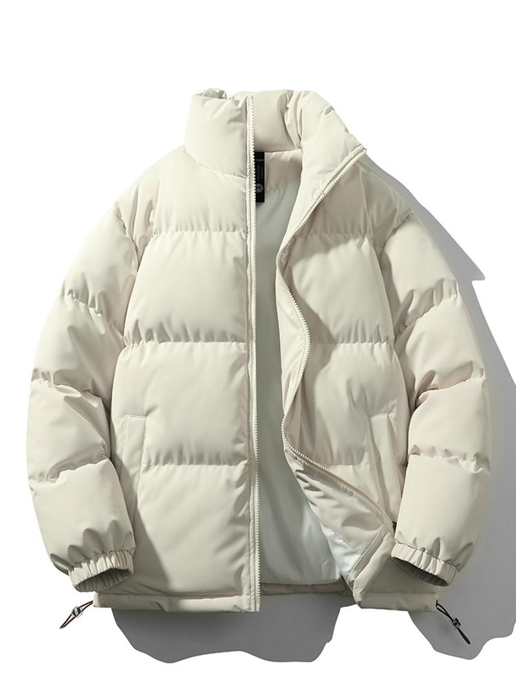Warm Men's Down Puffer Coat - High Neck, Waterproof Polyester