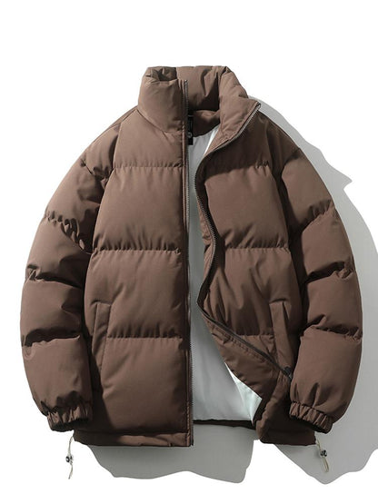 Warm Men's Down Puffer Coat - High Neck, Waterproof Polyester
