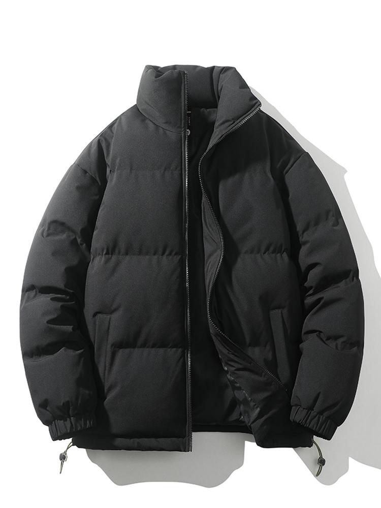 Warm Men's Down Puffer Coat - High Neck, Waterproof Polyester - Luxicro