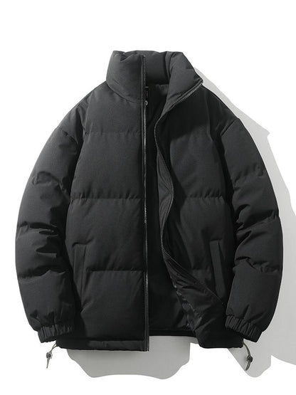Warm Men's Down Puffer Coat - High Neck, Waterproof Polyester - Luxicro