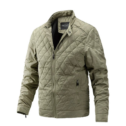 Warm Padded Jacket with Stand Collar and Full Zip