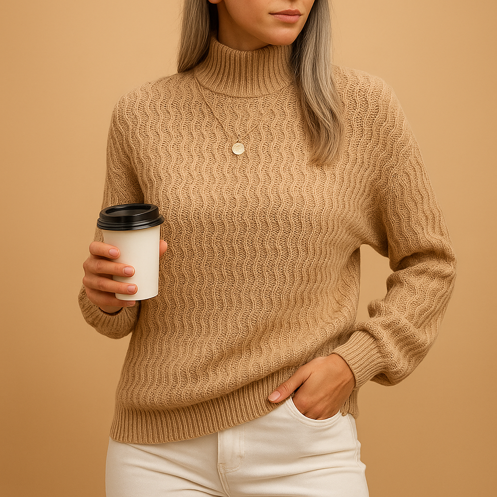 Cozy Women's Crew Neck Knit Sweater - Vossary