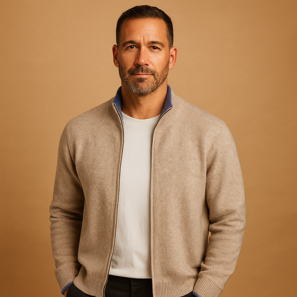 Warm Mens Zip Up Sweater - Vossary