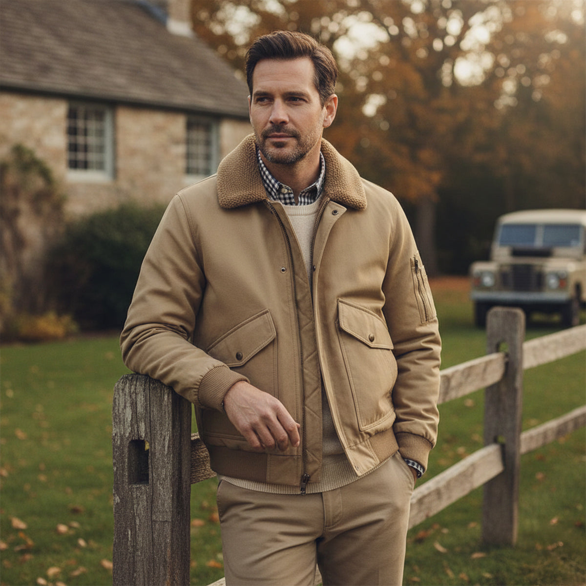 Warm Fleece Lined Mens Bomber Jacket