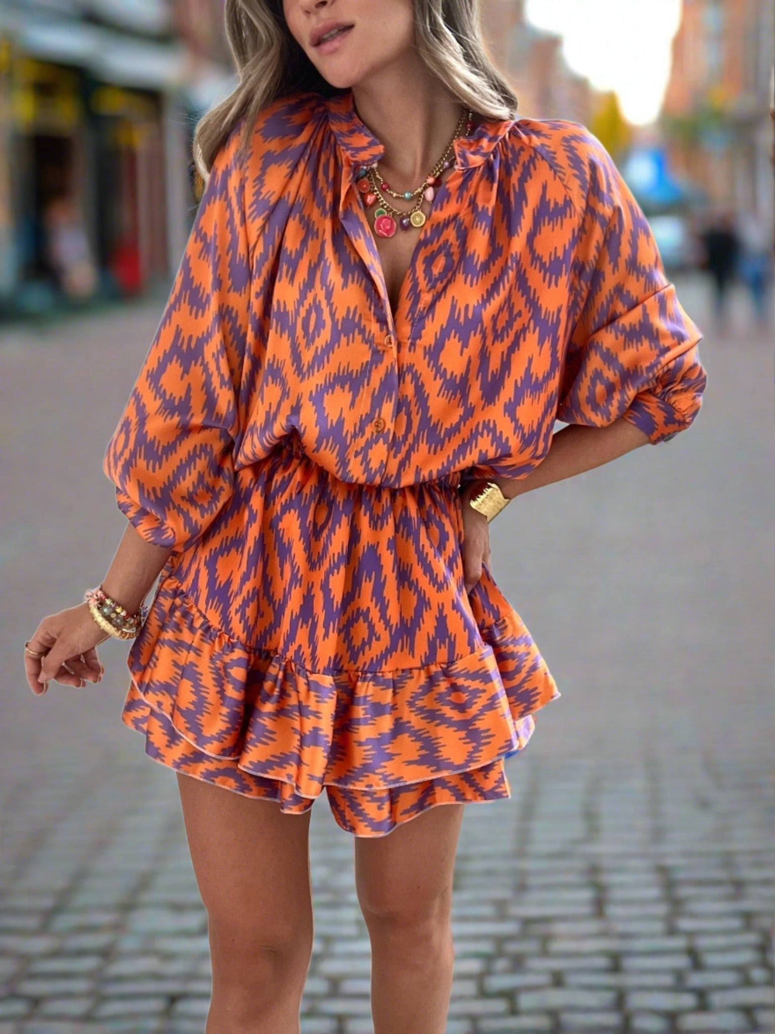Floral Short Ruffle Dress - Vossary