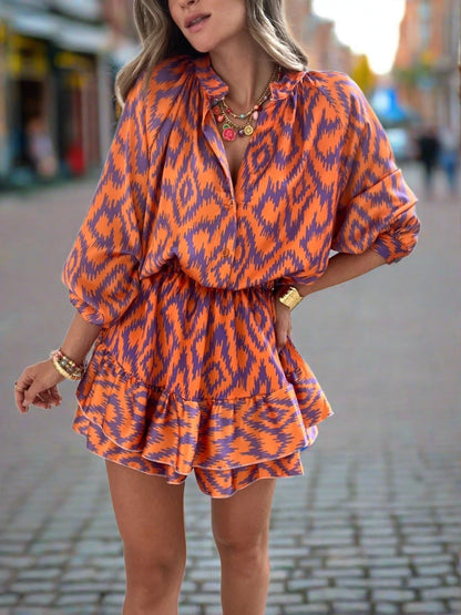 Floral Short Ruffle Dress - Vossary