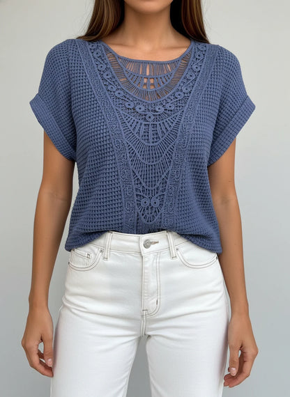 Feminine Ruffled Knit Top for Ladies