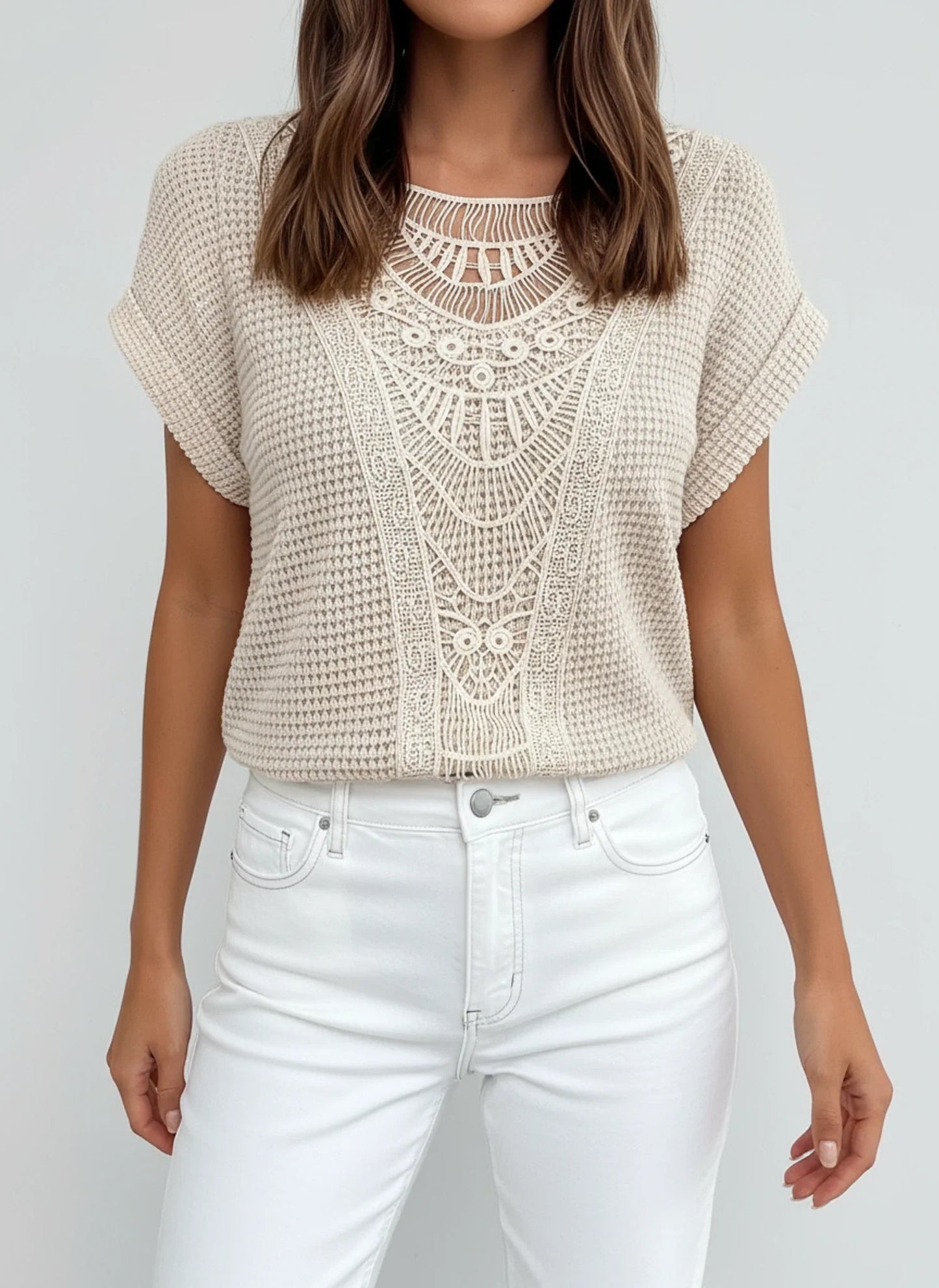 Feminine Ruffled Knit Top for Ladies - Vossary