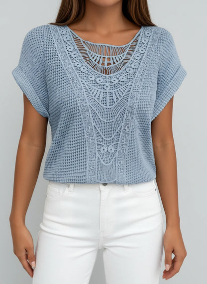 Feminine Ruffled Knit Top for Ladies