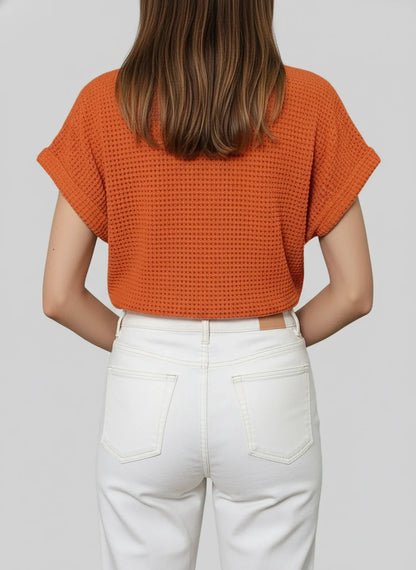 Feminine Ruffled Knit Top for Ladies