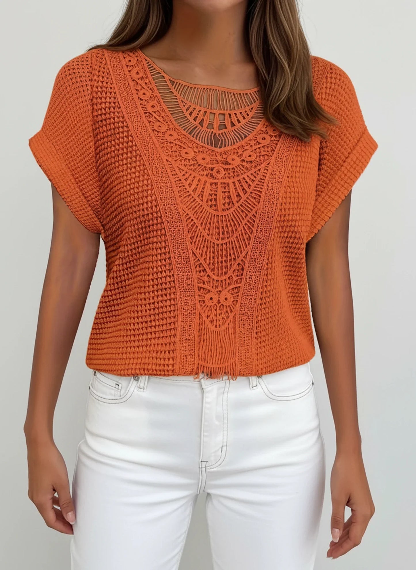 Feminine Ruffled Knit Top for Ladies